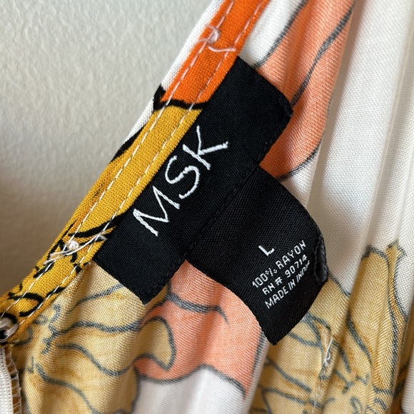 MSK sunflower jumpsuit white gold orange with spaghetti straps and bow Large - Picture 7 of 9